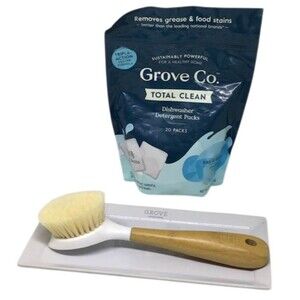 Grove Collaborative Dish Scrub Brush Dishwasher Detergent Pk Stoneware Tray Lot
